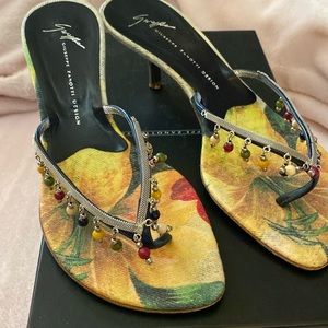 Beaded Giuseppe Zanotti sandal with chrome heel
